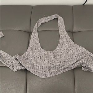 SHEIN tie halter crop